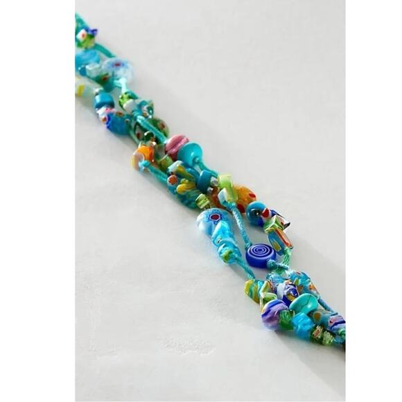 Free People Ariana Ost Marathon Anklet Neon Pop Turquoise Beaded Layered Glass - Picture 12 of 14